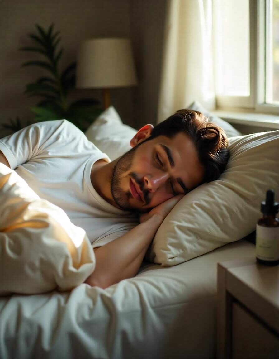 man sleeping with a blissfulVibz product to sleep